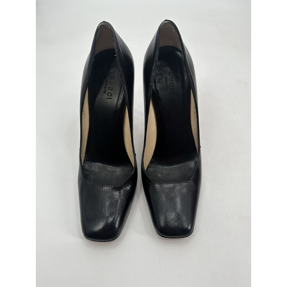 Gucci Italy Black Leather Pumps Heels Work Business SZ 7.5 C 37.5 105771‎ - Picture 2 of 15